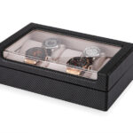 Carbon Fiber 10 Watch Case with Velvet Interior and Acrylic Display Window