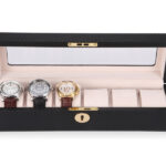 Carbon Fiber 6 Watch Case with Velvet Interior and Acrylic Display Window