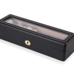 Carbon Fiber 6 Watch Case with Velvet Interior and Acrylic Display Window