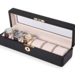 Carbon Fiber 6 Watch Case with Velvet Interior and Acrylic Display Window
