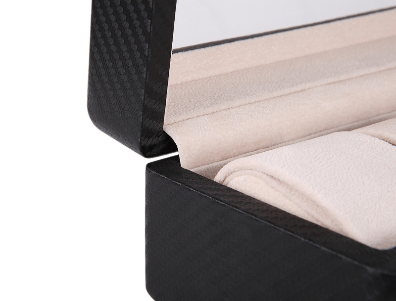 Carbon Fiber 6 Watch Case with Velvet Interior and Acrylic Display Window