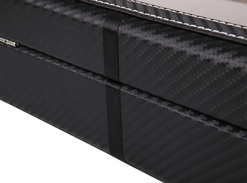 Carbon Fiber 6 Watch Case with Velvet Interior and Acrylic Display Window