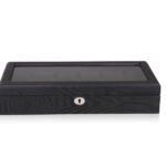 12 watch storage box with black wood veneer and glass top