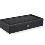 black wood watch case with tempered glass display window