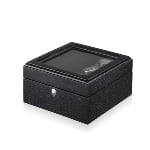 6 watch wood case with tempered glass display window and black finish