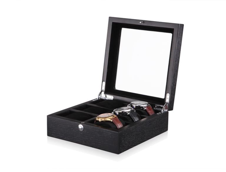 6 Watch Wood Veneer Watch Case with Velvet Interior