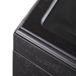 wood veneer watch case edge detail with black finish