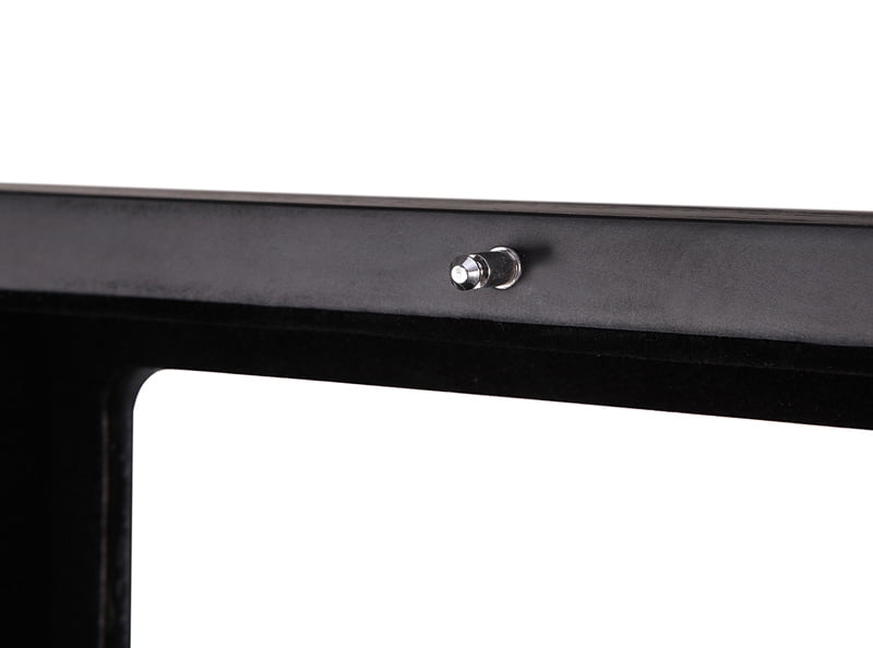 watch case glass lid hardware detail with black interior frame