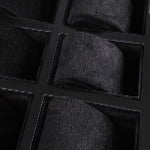 watch case hinge detail with black wood veneer structure