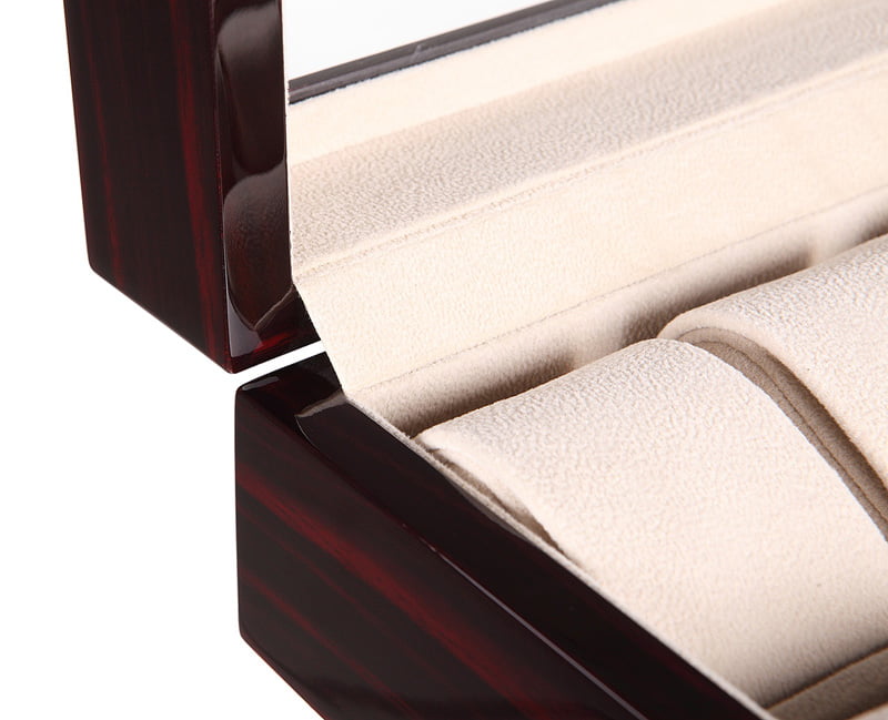 High Glossy Ebony with Apricot 10 Watch Case with Acrylic Display Window