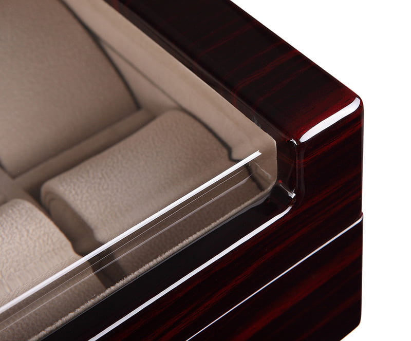 High Glossy Ebony with Apricot 10 Watch Case with Acrylic Display Window