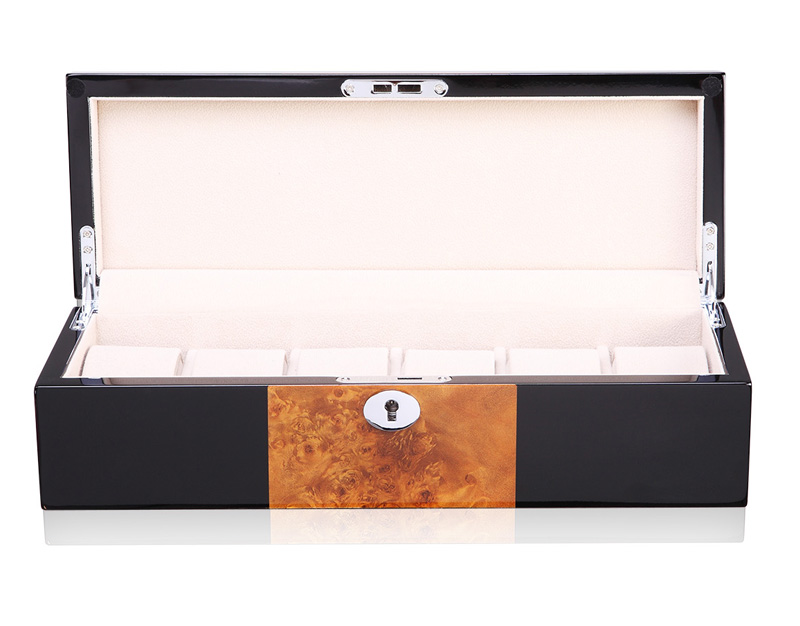Camphor Glossy Arc 6 Watch Case with Apricot Velvet Interior