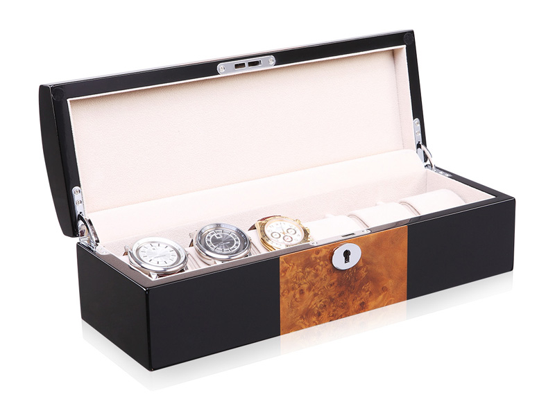 Camphor Glossy Arc 6 Watch Case with Apricot Velvet Interior