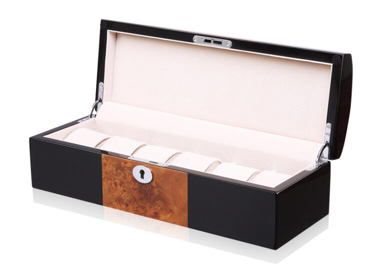 Camphor Glossy Arc 6 Watch Case with Apricot Velvet Interior