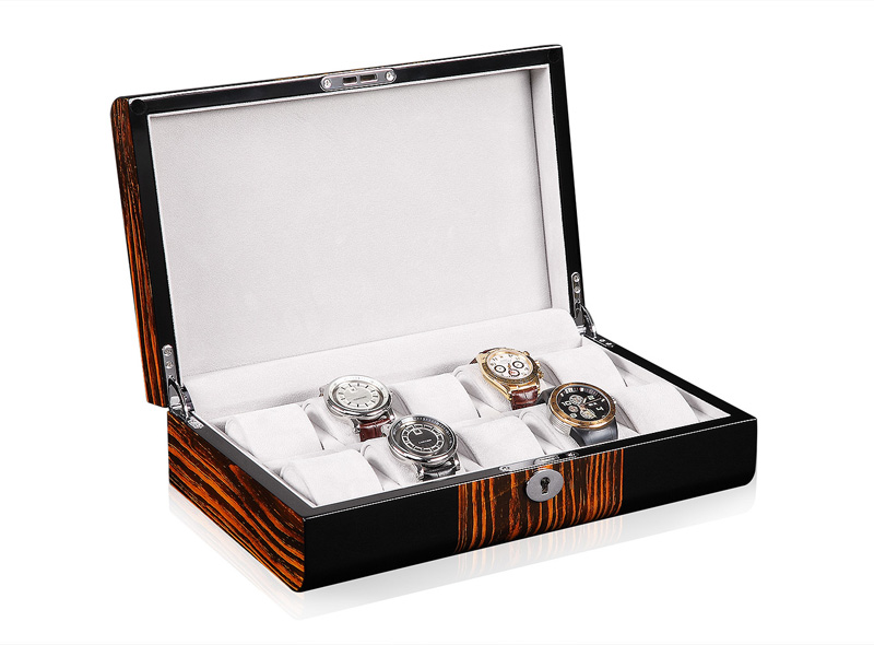 High Glossy Ebony Grain and Black 10 Watch Case