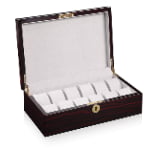 High Glossy Ebony with Grey 12 Watch Case with Velvet Interior