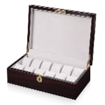 High Glossy Ebony with Grey 12 Watch Case with Velvet Interior