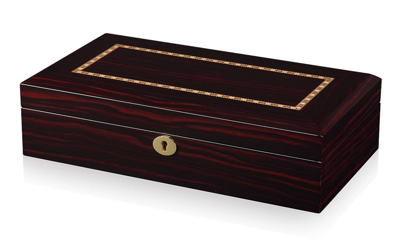 High Glossy Ebony with Grey 12 Watch Case with Velvet Interior