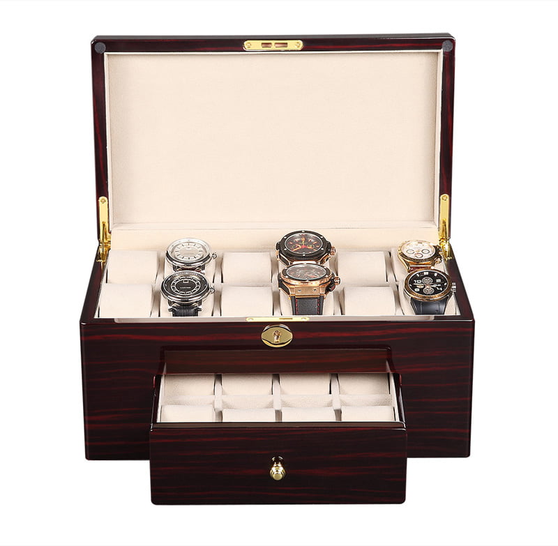 High Glossy Ebony with Apricot 20 Watch Case with Velvet Interior