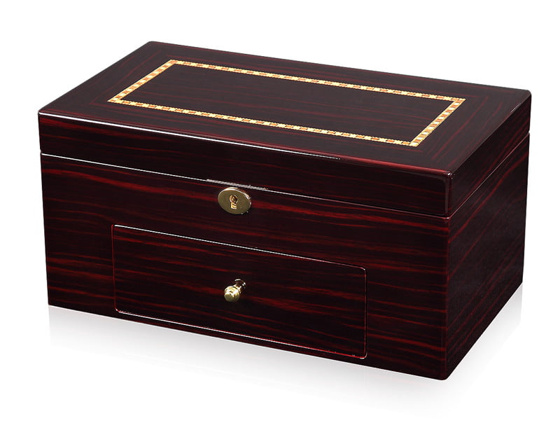 High Glossy Ebony with Apricot 20 Watch Case with Velvet Interior
