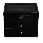 High Glossy Black 25 Watch Case with Tempered Glass Display