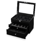 High Glossy Black 25 Watch Case with Tempered Glass Display