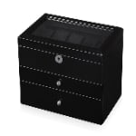 High Glossy Black 25 Watch Case with Tempered Glass Display