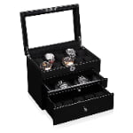 High Glossy Black 25 Watch Case with Tempered Glass Display