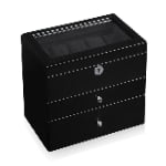 High Glossy Black 25 Watch Case with Tempered Glass Display