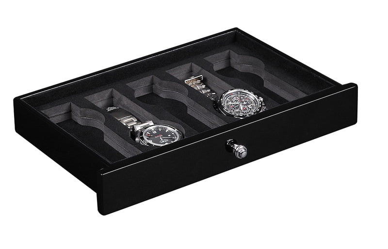 High Glossy Black 25 Watch Case with Tempered Glass Display