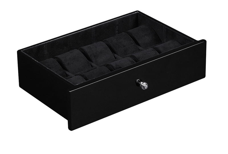 High Glossy Black 25 Watch Case with Tempered Glass Display