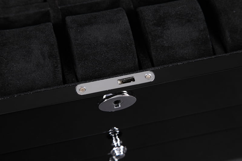 High Glossy Black 25 Watch Case with Tempered Glass Display