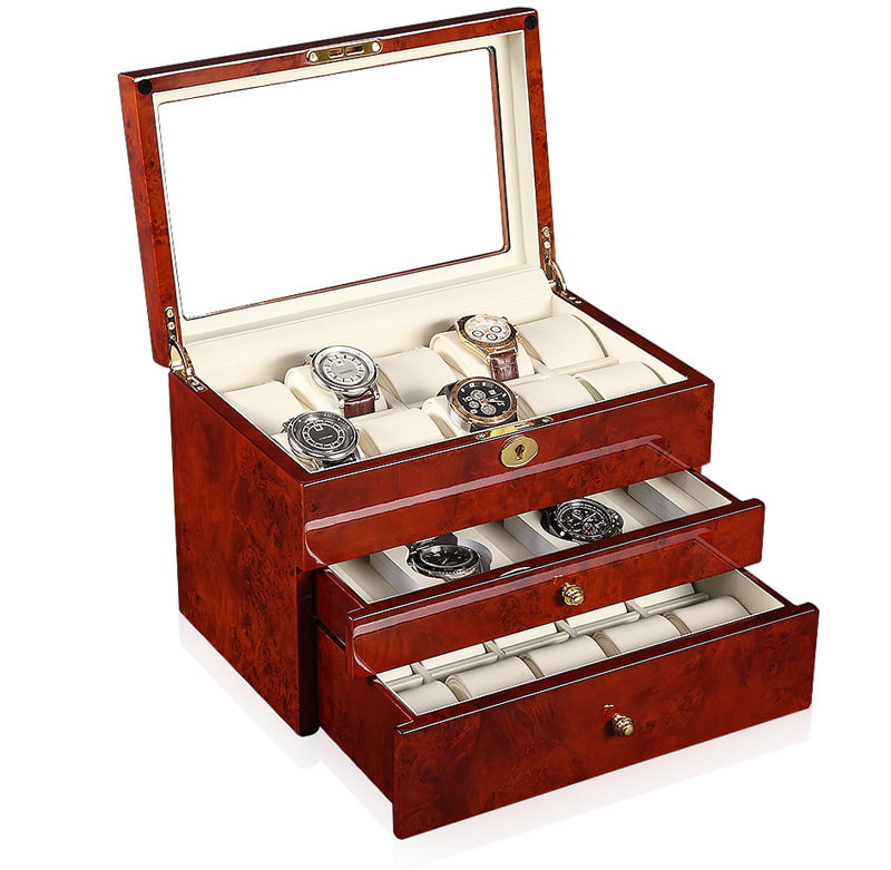 High Glossy Camphor with Beige 25 Watch Case with Tempered Glass Display