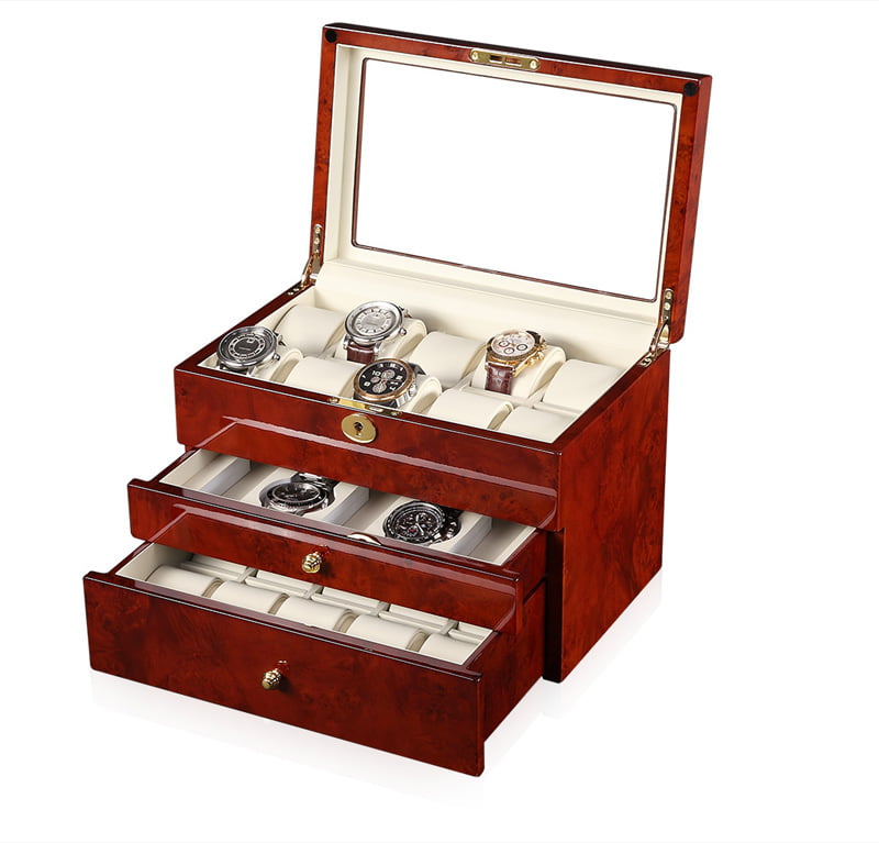 High Glossy Camphor with Beige 25 Watch Case with Tempered Glass Display
