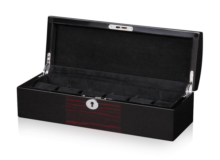 Ebony with Black High Glossy Arc 6 Watch Case with Velvet Interior