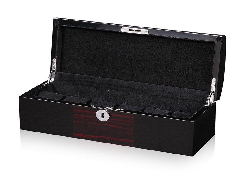 Ebony with Black High Glossy Arc 6 Watch Case with Velvet Interior