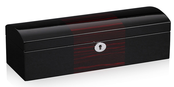 Ebony with Black High Glossy Arc 6 Watch Case with Velvet Interior