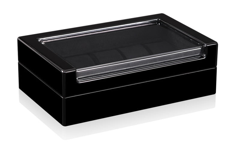 High Glossy Black 10 Watch Case with Acrylic Display Window