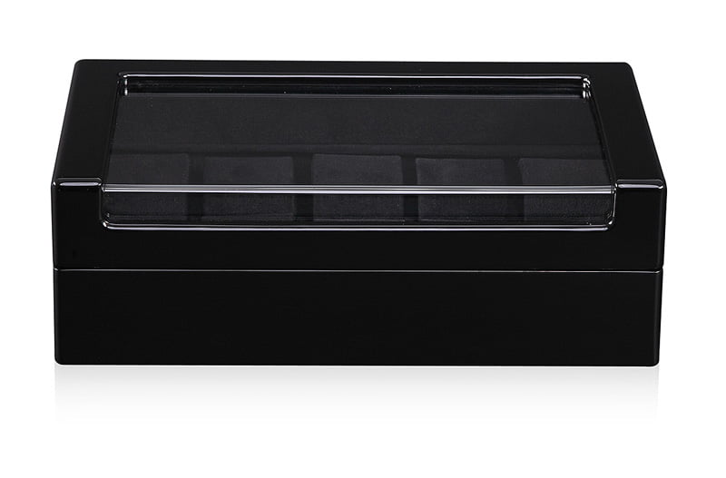 High Glossy Black 10 Watch Case with Acrylic Display Window