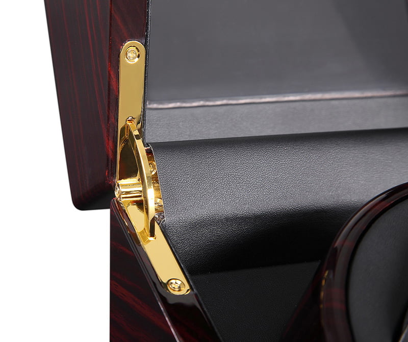 2-watch winder black interior with gold-tone lid support hardware