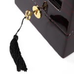 2-watch winder ebony wood-grain case with hardware lock and key