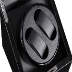 2-watch winder with two black watch cushions and black winding platform