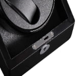 2-watch winder black interior with silver-tone hardware closure detail
