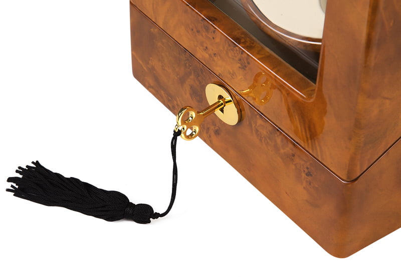 2-watch winder wood-grain case with hardware lock and key