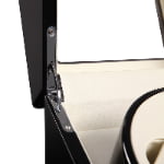2-watch winder white interior with metal lid support hardware