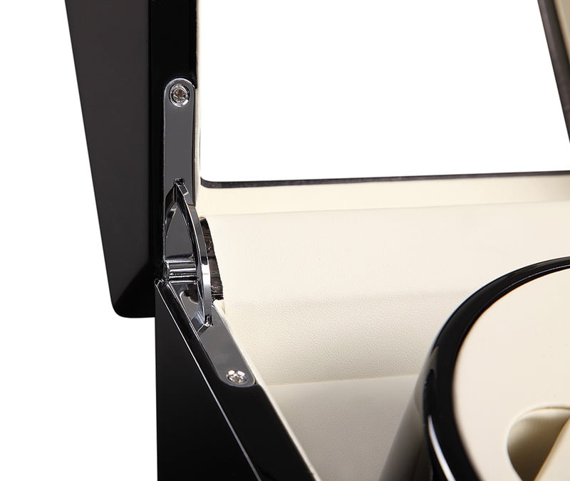 2-watch winder white interior with metal lid support hardware