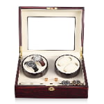 Open 4 watch winder with ebony exterior, beige interior and four winding positions