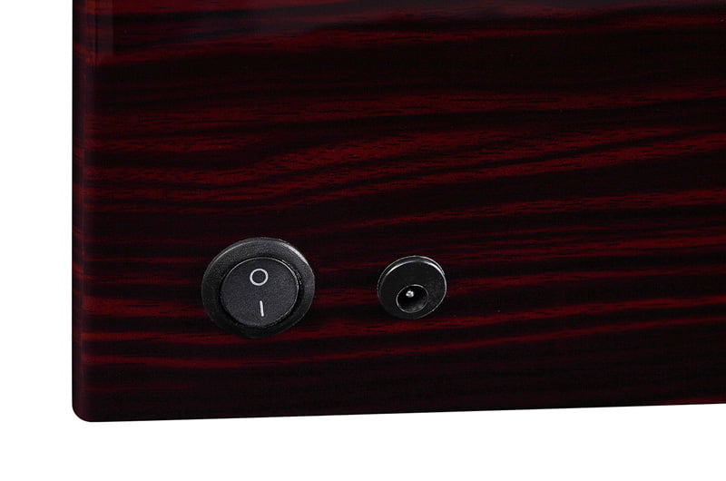 Ebony high-gloss watch winder with power switch and adapter connection