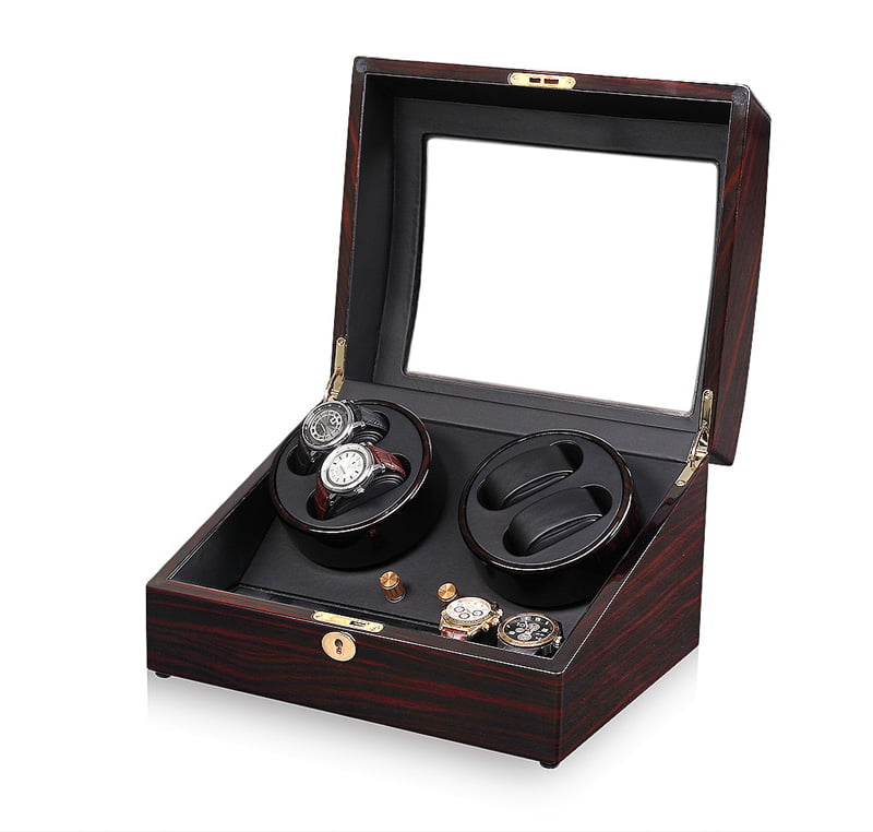 High Glossy Ebony 4-Watch Winder with 6-Watch Storage