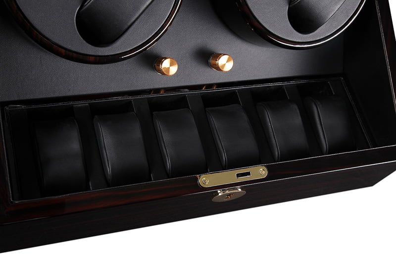 High Glossy Ebony 4-Watch Winder with 6-Watch Storage